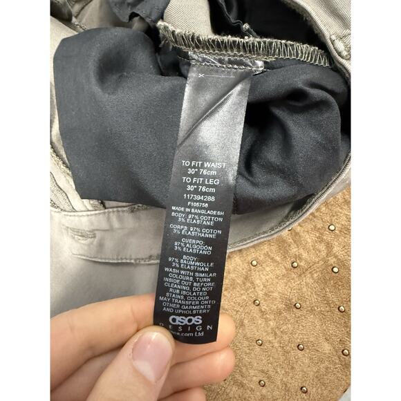 Lot Of 2 Asos Design Men's Sz 30x30 Skinny Stretch Denim‎ Grey - Picture 7 of 8